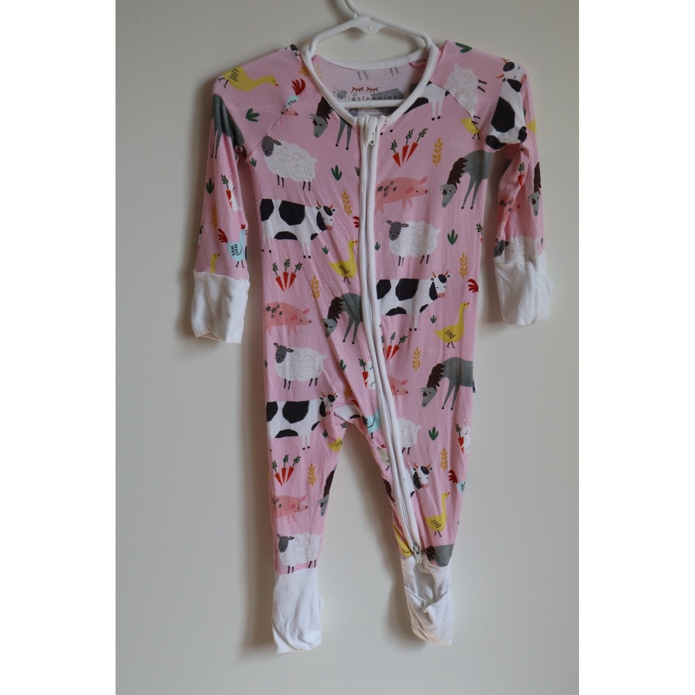 Little Sleepies Pink Farm Friends Zippy 3-6 Months